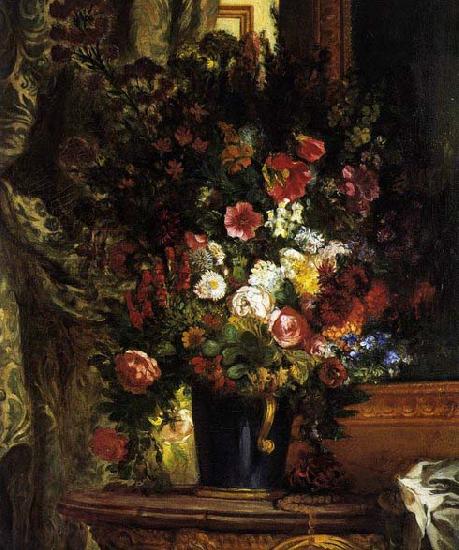 Eugene Delacroix A Vase of Flowers on a Console oil painting picture